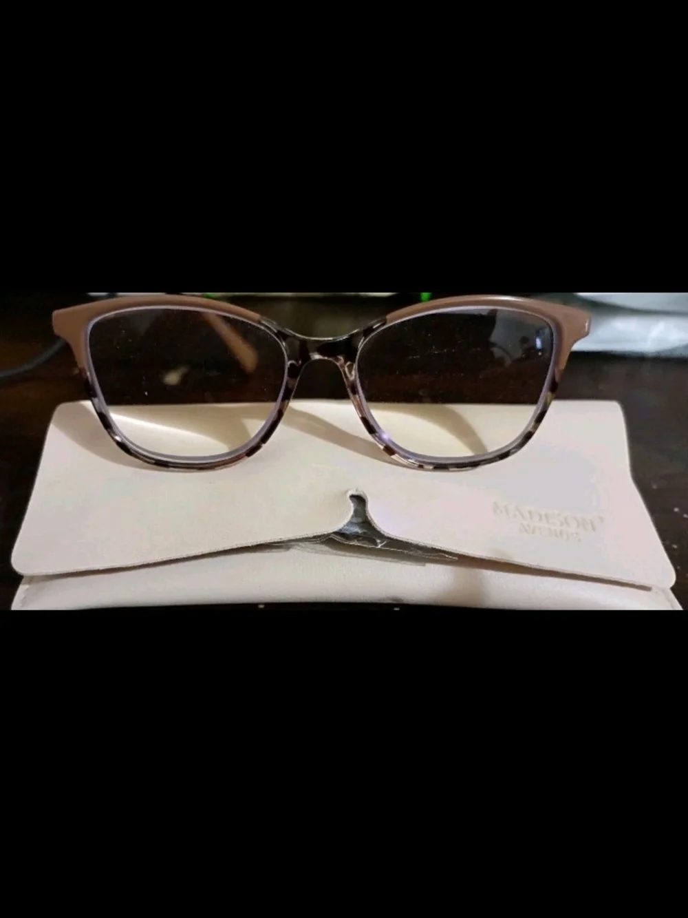 Madison Avenue Eyeglasses AU-0002R Frame Designer Khaki/Leopard print on bottom